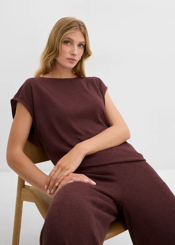 Pantalon palazzo aspect maille, bonprix