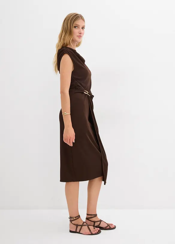 Robe midi côtelée avec drapé, bonprix