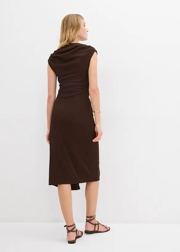 Robe midi côtelée avec drapé, bonprix
