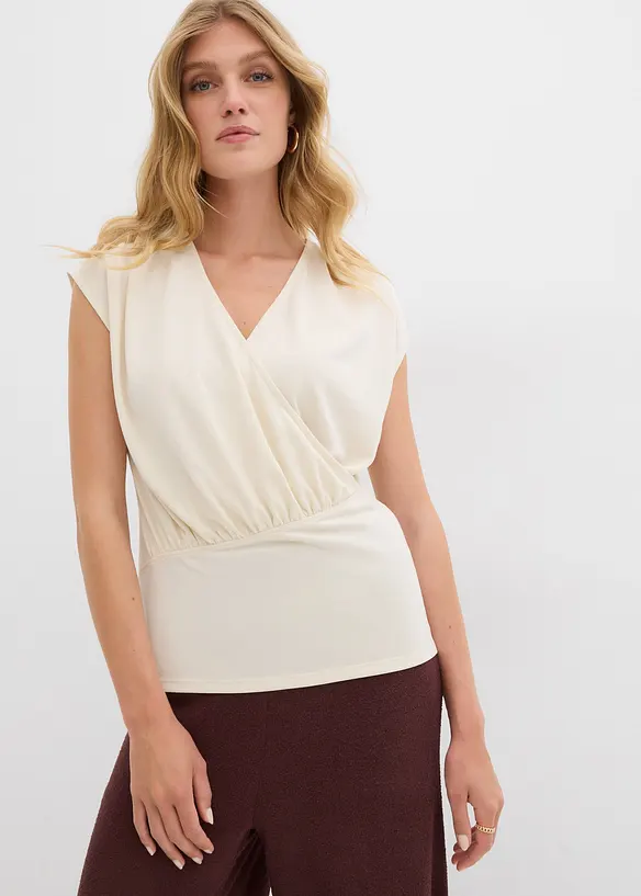 T-shirt cache-cœur en viscose mélangée, bonprix