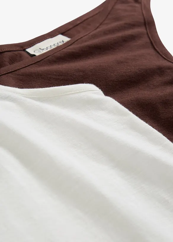 Lot de 2 débardeurs 100% coton, bonprix