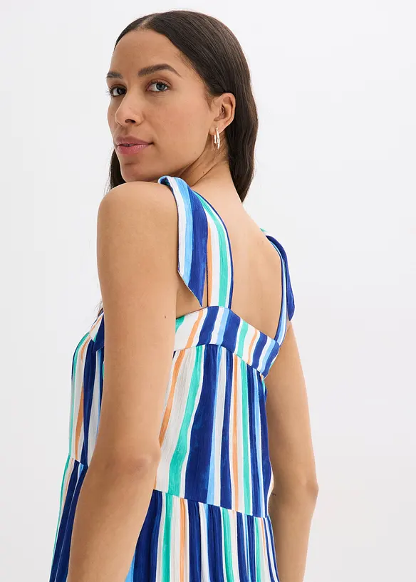 Robe rayée à bretelles en viscose texturée, bonprix