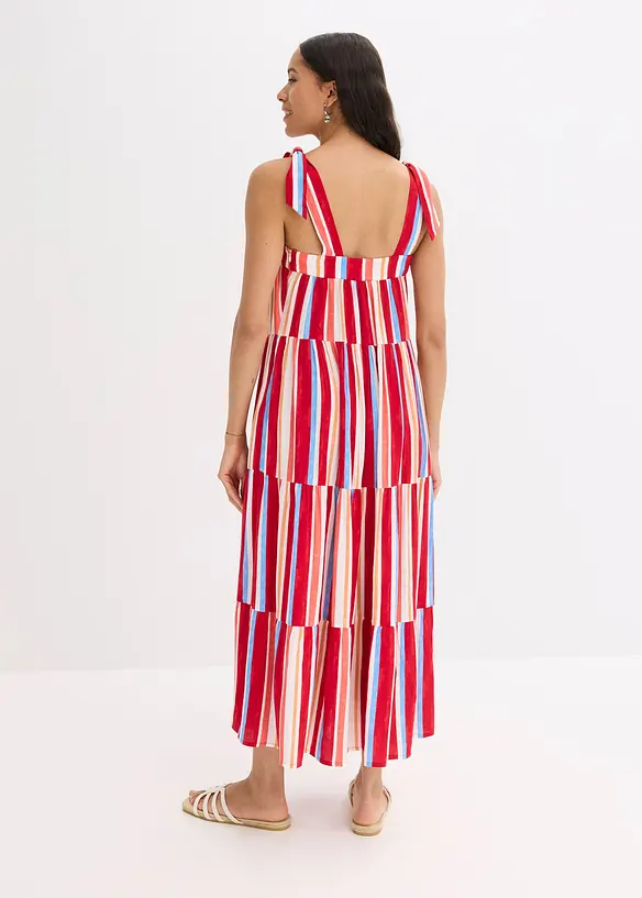 Robe rayée à bretelles en viscose texturée, bonprix