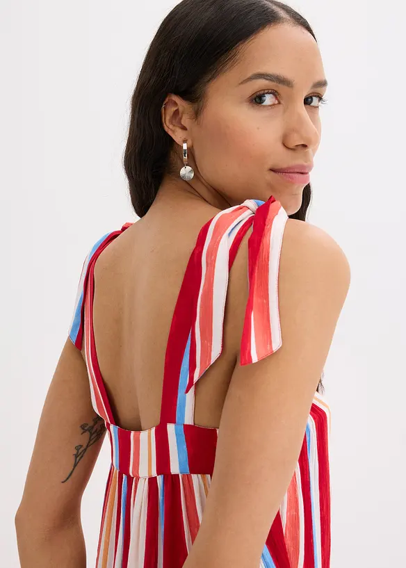 Robe rayée à bretelles en viscose texturée, bonprix