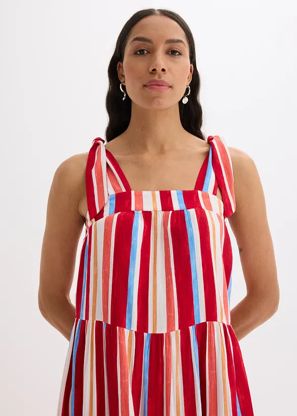 Robe rayée à bretelles en viscose texturée, bonprix