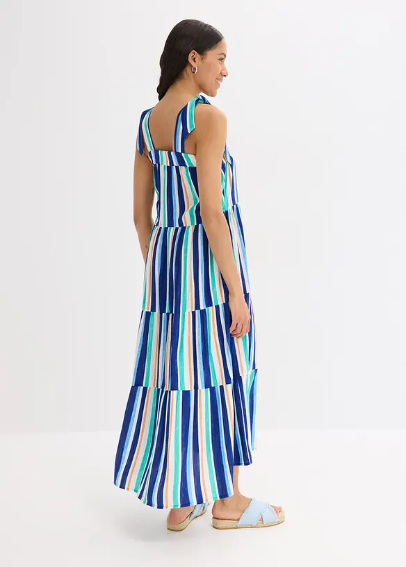 Robe rayée à bretelles en viscose texturée, bonprix