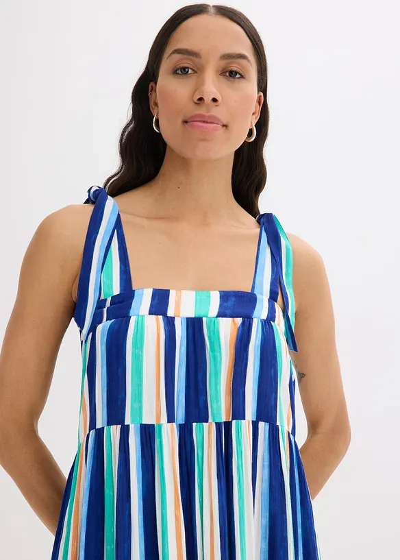 Robe rayée à bretelles en viscose texturée, bonprix