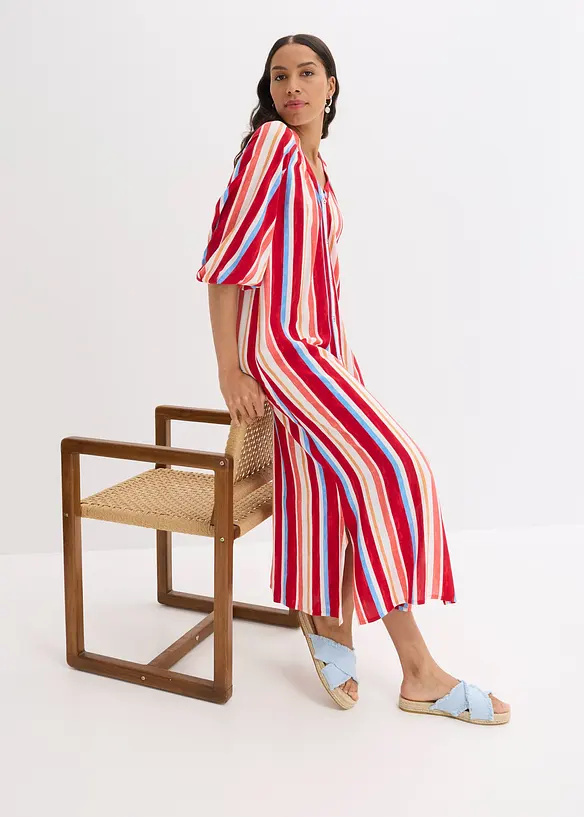 Robe caftan rayée en viscose texturée, bonprix