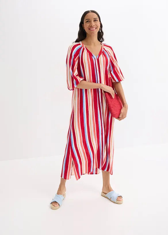 Robe caftan rayée en viscose texturée, bonprix