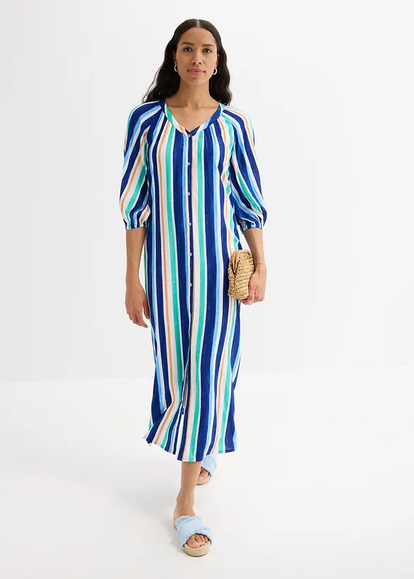 Robe caftan ray&eacute;e en viscose textur&eacute;e, bonprix