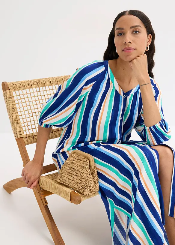 Robe caftan ray&eacute;e en viscose textur&eacute;e, bonprix