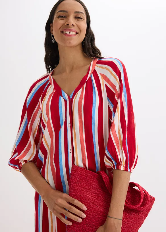 Robe caftan rayée en viscose texturée, bonprix