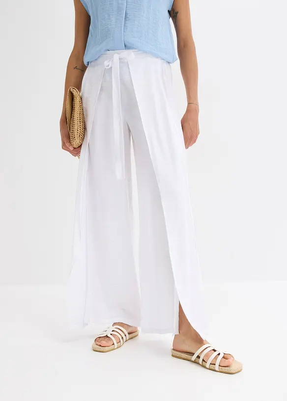 Pantalon palazzo fluide en viscose mélangée, bonprix