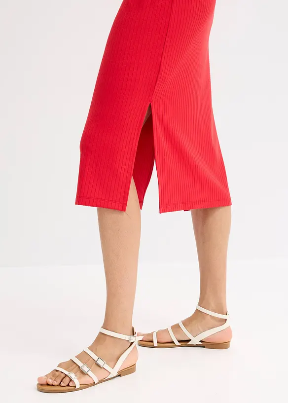 Robe midi en maille douce et côtelée, bonprix