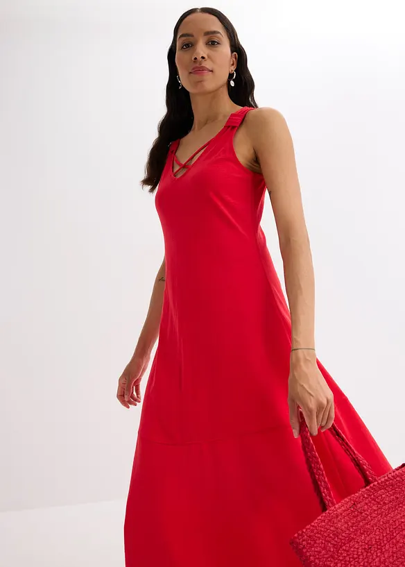 Robe longue 100% coton à bretelles, bonprix