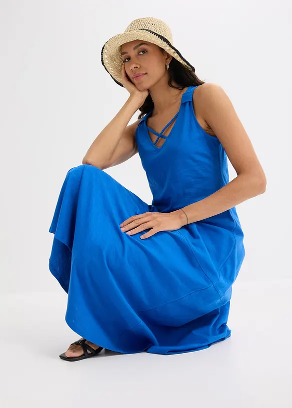 Robe longue 100% coton &agrave; bretelles, bonprix