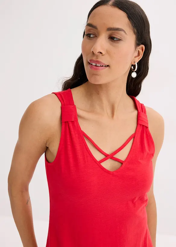 Robe longue 100% coton à bretelles, bonprix