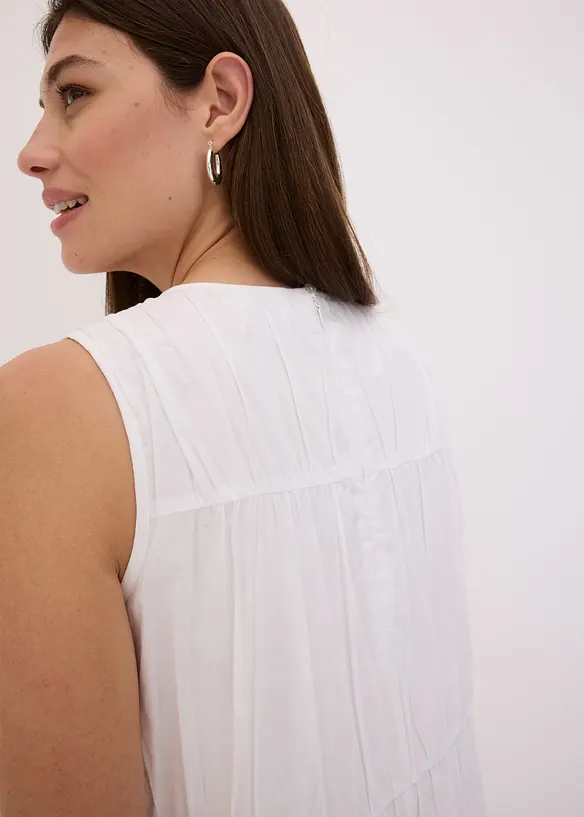 Robe longue en coton avec fronces, bonprix