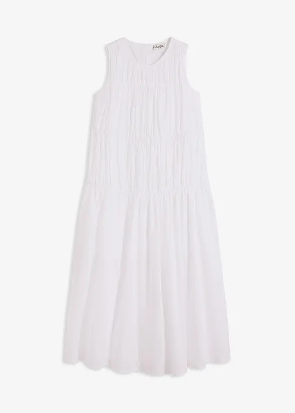 Robe longue en coton avec fronces, bonprix