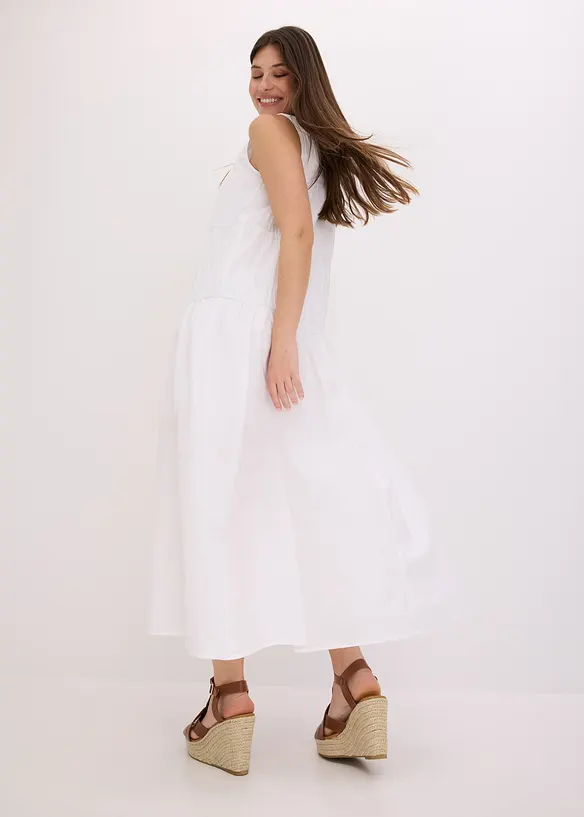 Robe longue en coton avec fronces, bonprix