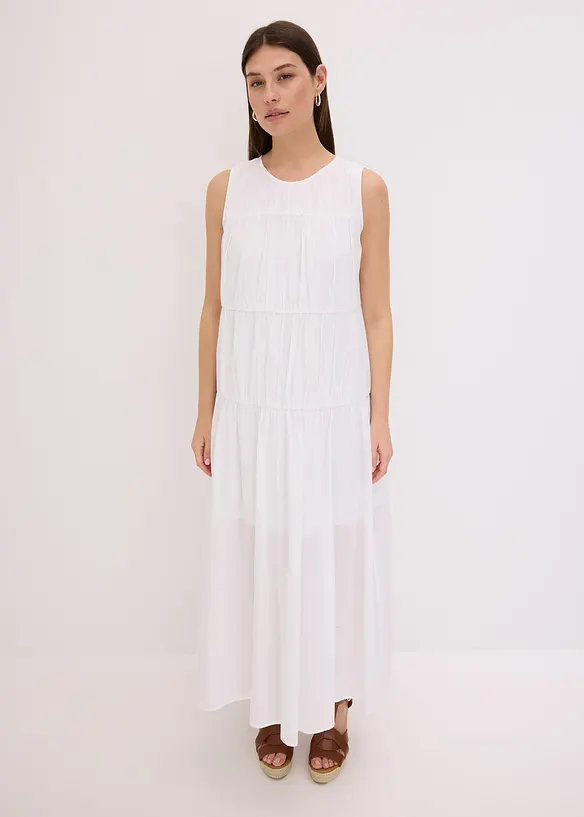 Robe longue en coton avec fronces, bonprix