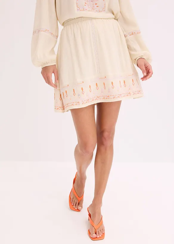 Mini-jupe avec broderie, bonprix