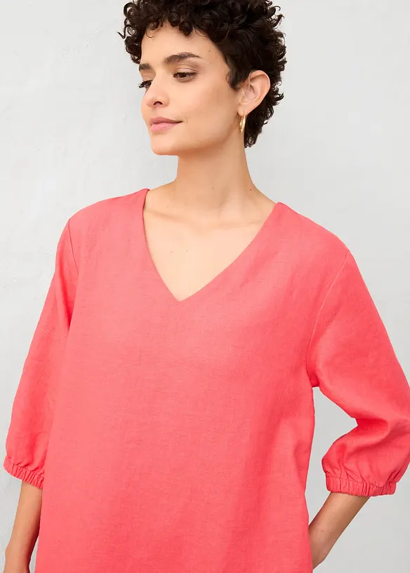 Robe 100 % lin, manches 3/4, bonprix