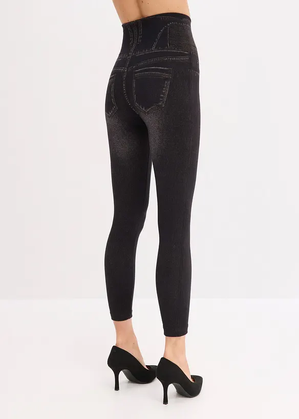 Legging sculptant sans coutures aspect jean, maintien fort, bonprix