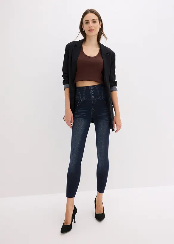 Legging sculptant sans coutures aspect jean, maintien fort, bonprix