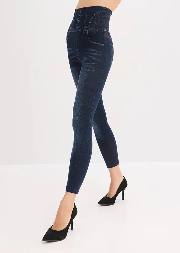 Legging sculptant sans coutures aspect jean, maintien fort, bonprix