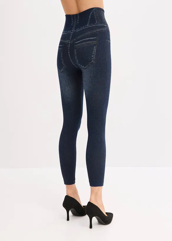 Legging sculptant sans coutures aspect jean, maintien fort, bonprix