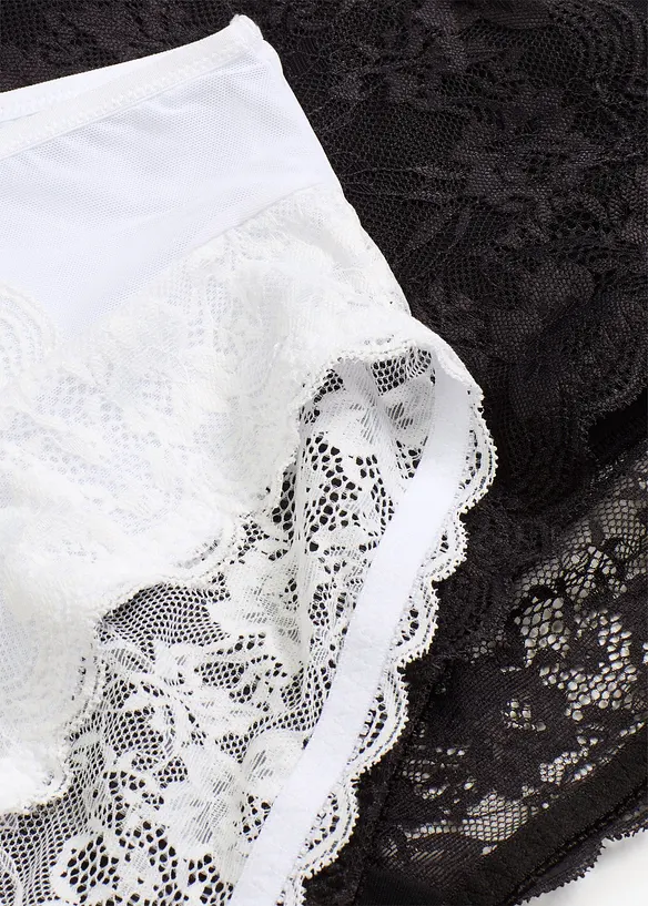 Lot de 2 slips Maxi avec dentelle délicate, bonprix