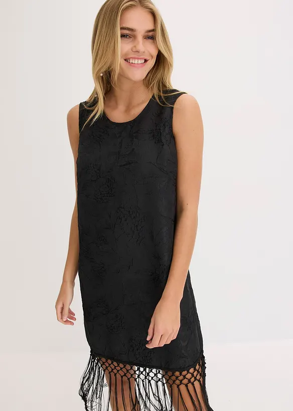 Robe courte &agrave; franges, bonprix