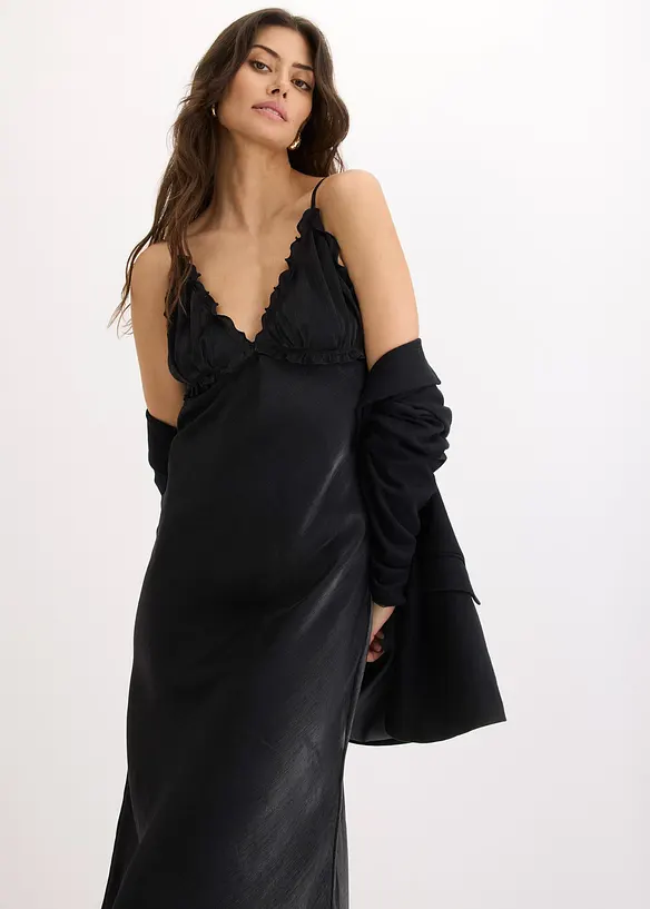 Robe longue et fluide en satin, bonprix