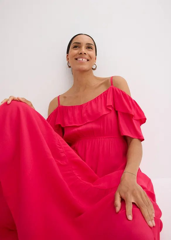 Robe à volants en viscose texturée, bonprix