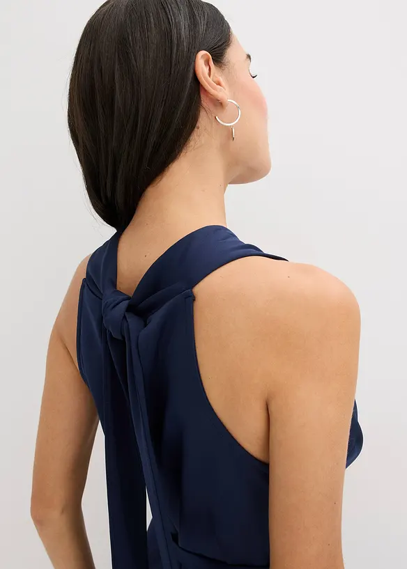 Robe midi aspect portefeuille à empiècement plissé, bonprix