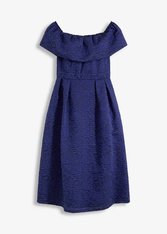 Robe à encolure Bardot en jacquard brillant, bonprix