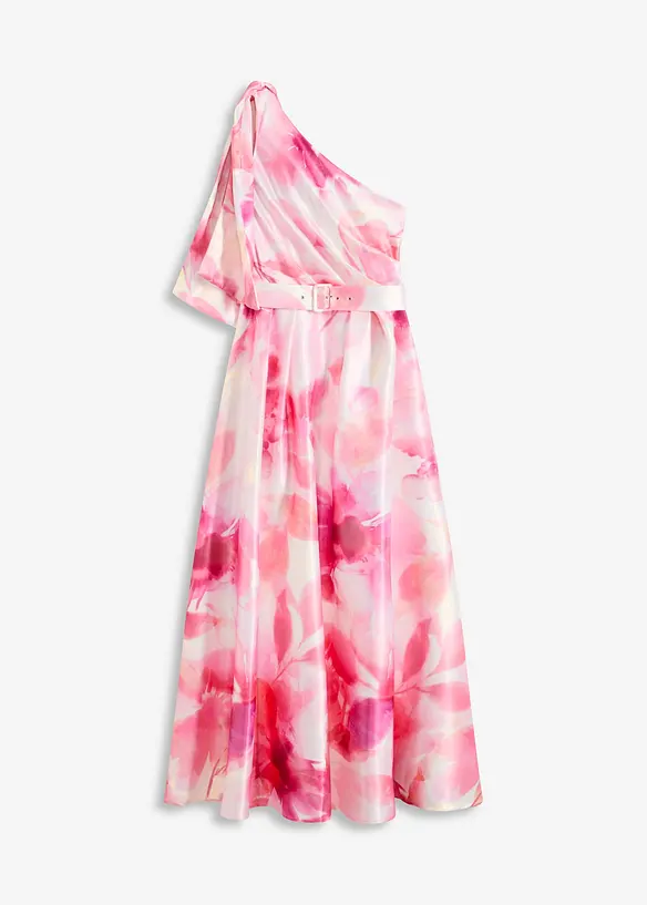 Robe asymétrique en satin brillant, bonprix