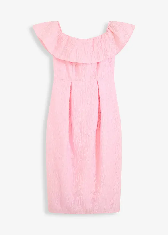 Robe à encolure Bardot en jacquard brillant, bonprix