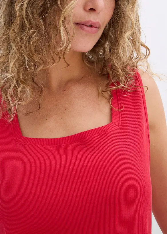 Long débardeur côtelé 100% coton, bonprix