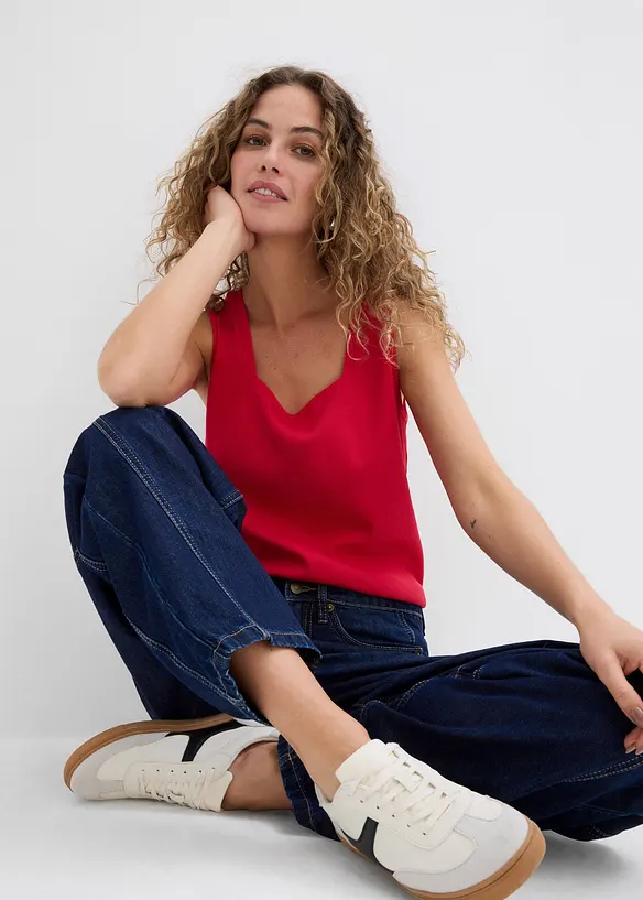 Long débardeur côtelé 100% coton, bonprix