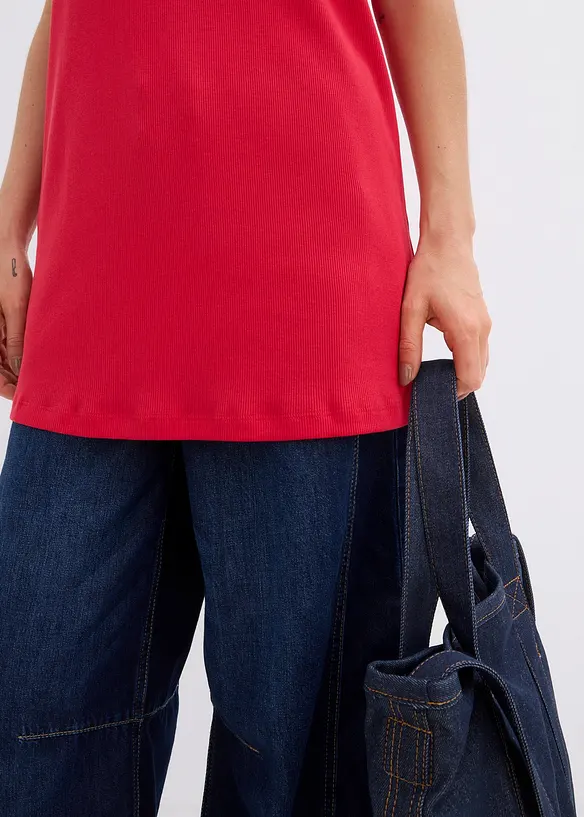 Long débardeur côtelé 100% coton, bonprix