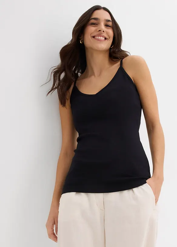 Lot de 3 tops à fines bretelles 100% coton, bonprix