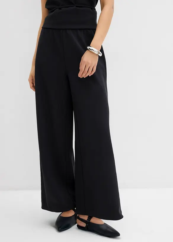 Pantalon large en maille piquée, bonprix