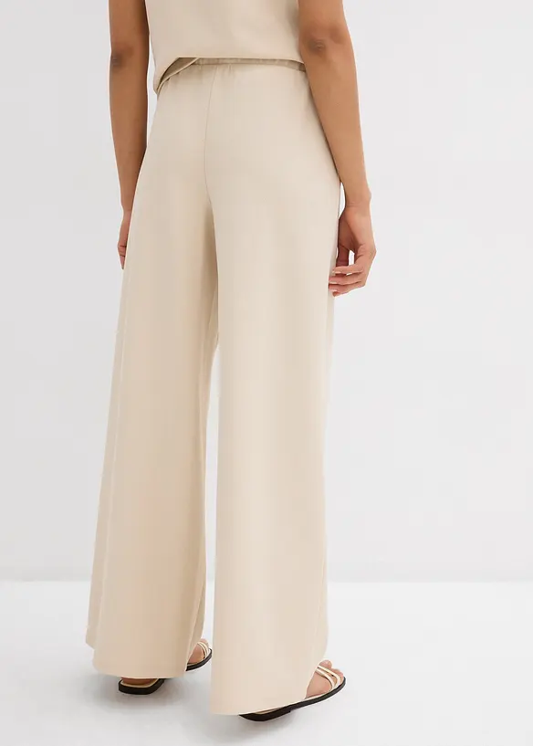 Pantalon large en maille piquée, bonprix