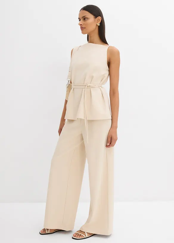 Pantalon large en maille piquée, bonprix