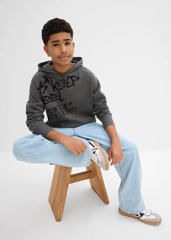 Sweat 100% coton à capuche et imprimé graffiti, bonprix