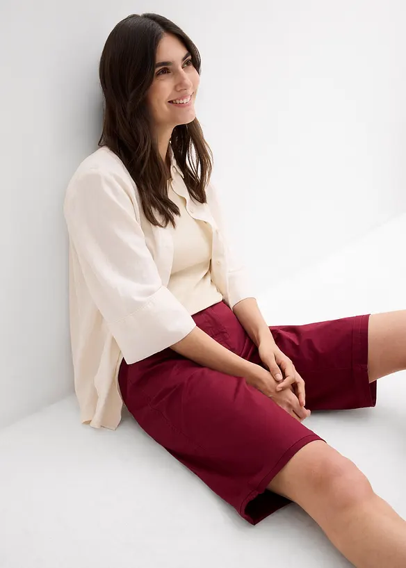 Bermuda paper touch en coton à taille confortable, bonprix