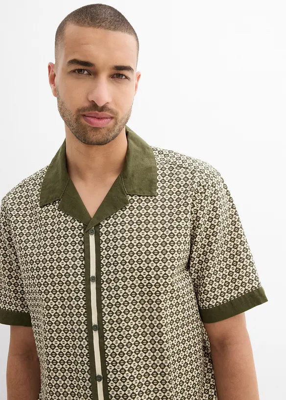 Chemise manches courtes en lin majoritaire, bonprix