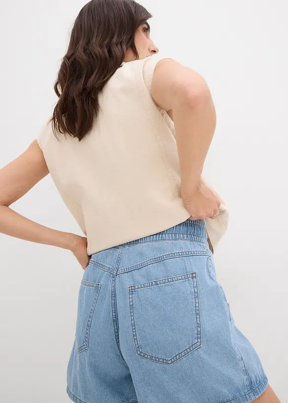 Short en jean avec taille haute élastiquée, bonprix
